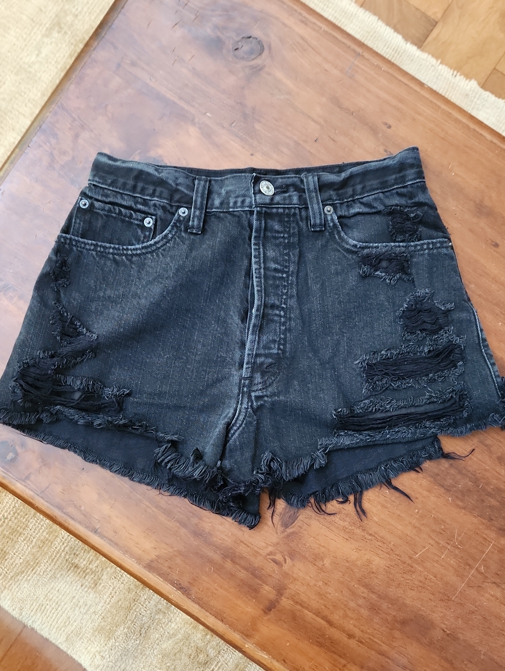 Abercrombie & Fitch Black Distressed Denim Jean Shorts